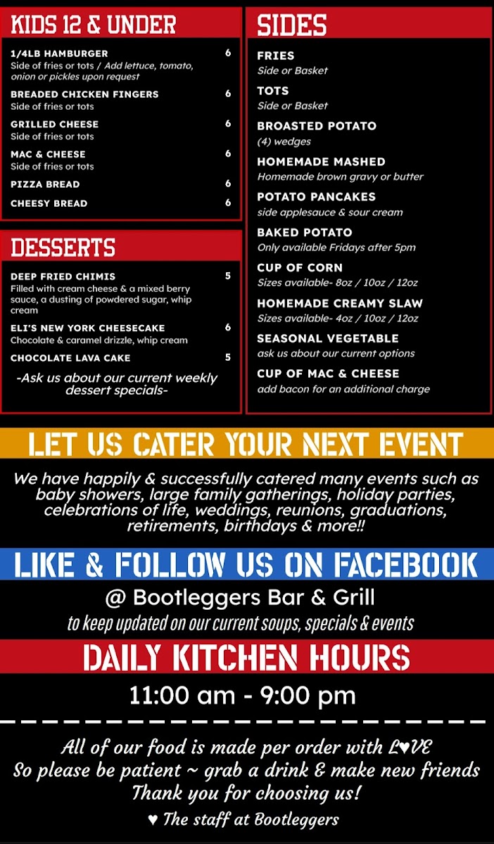 Bootleggers Bar & Grill Menu - Image 4
